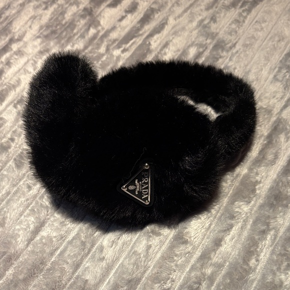 Prada Accessories - Prada Luxurious Black Faux Fur Earmuffs